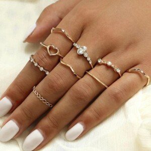 9-Piece Gold Knuckle Ring Set for Women